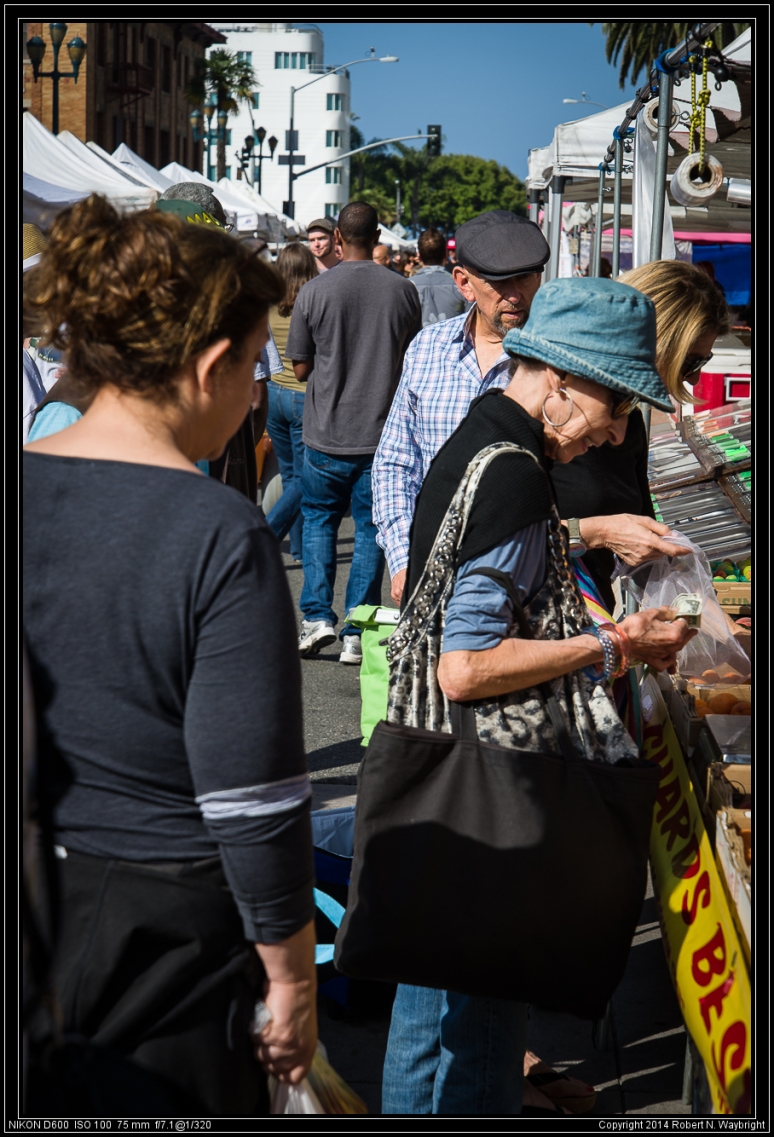 Produce shoppers crowd the Santa Monica Farmers Market